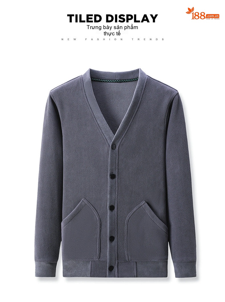 Áo Khoác Cardigan Nam Dệt Kim Lông Cừu Non Khóa Cài Túi Hộp Phong Cách Hàn Quốc Màu Xám, Nâu, Đen, Xanh... chi tiết 8
