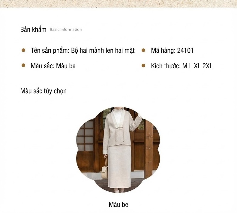 Bộ Áo Khoác Lông Cừu Hai Mặt và Chân Váy Dáng Dài Phong Cách Trung Hoa Cổ Điển chi tiết 6