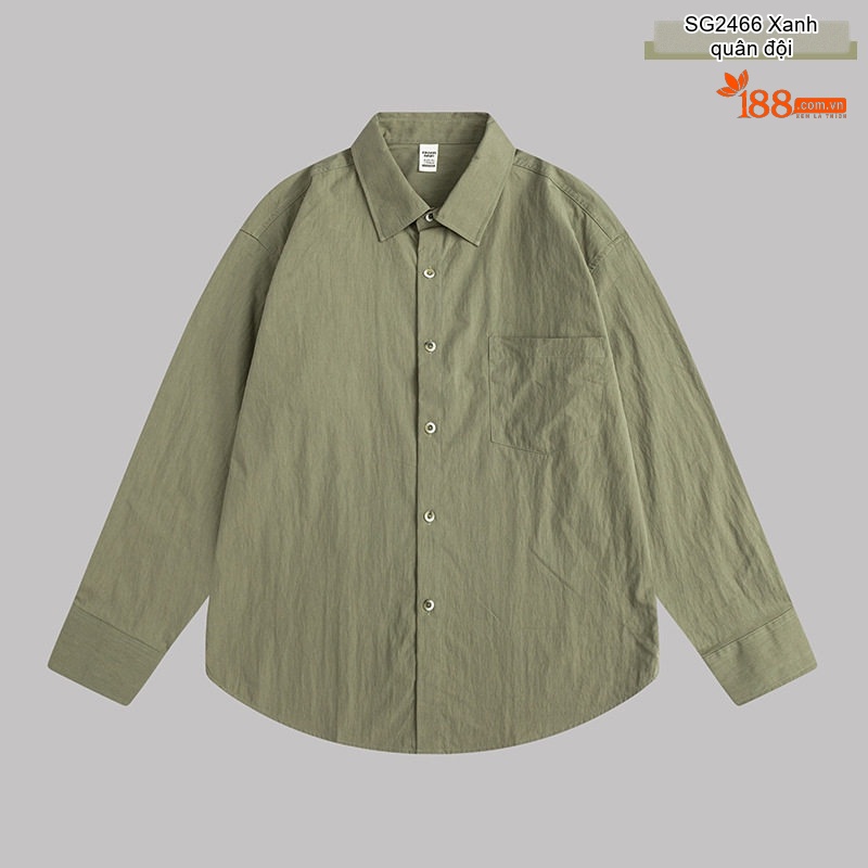 Áo Sơ Mi Dài Tay Nam Cotton Pha Polyester Mỏng Phong Cách Casual Màu Trắng, Đen, Xám, Xanh Quân Đội...