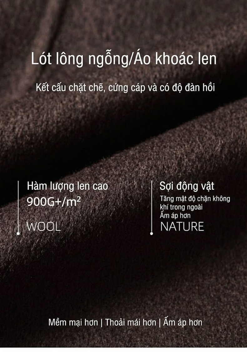 Áo Khoác Dạ Nam Lông Cừu Dáng Dài Vừa Cổ Bẻ Lót Lông Ngỗng Màu Nâu, Xám chi tiết 1