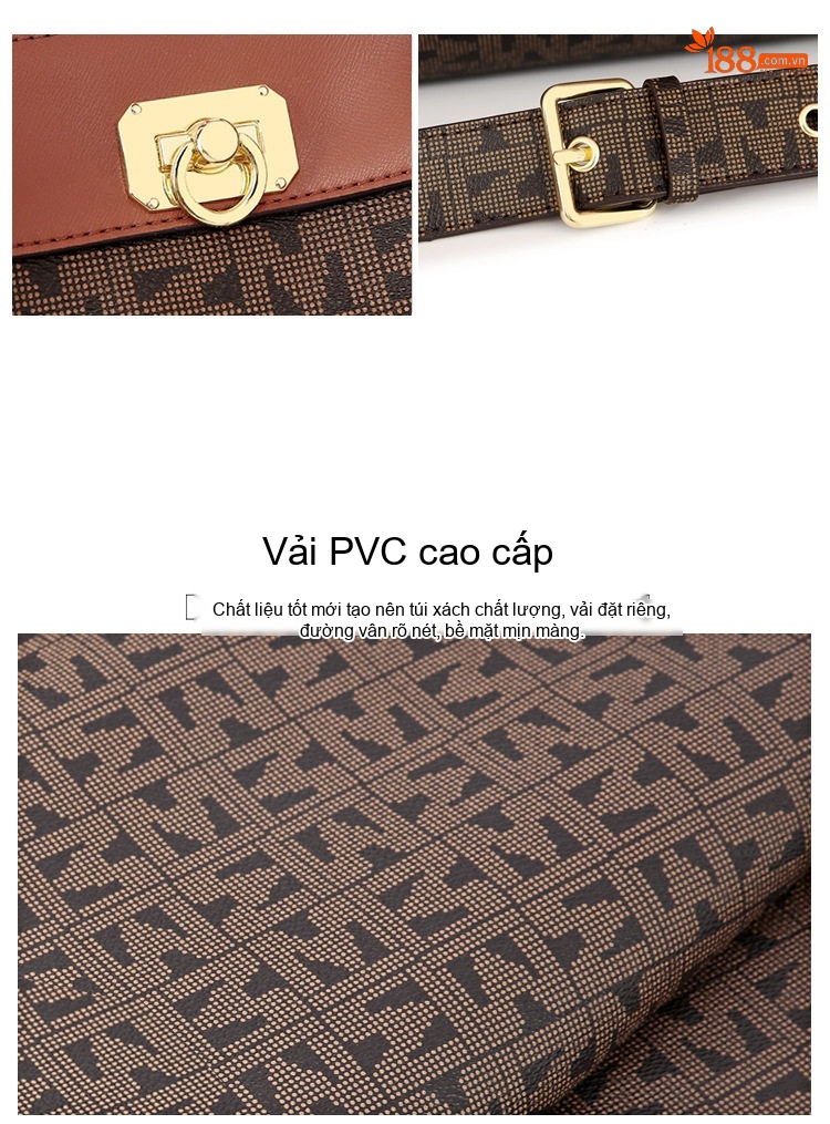 Túi Tote Nữ Da Bóng Lớn Đựng Vừa A4 Quai Xách Tay Đeo Vai Màu Nâu chi tiết 5