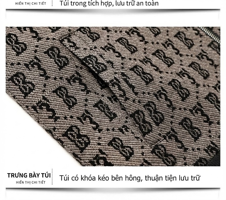 Áo Khoác Bomber Nam Chần Bông Dày Dặn Phong Cách Thời Trang Trung Niên Màu Xám, Đen chi tiết 19