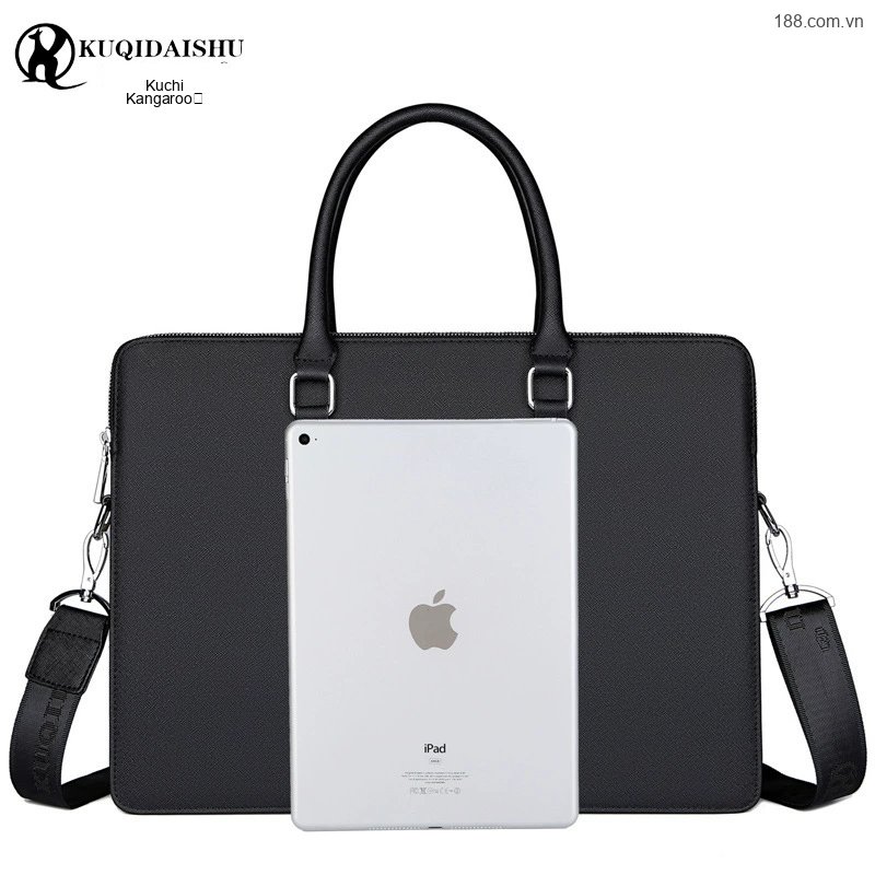 Túi Xách Tay Nam Công Sở Da Mờ Đeo Chéo Đựng Laptop Màu Đen