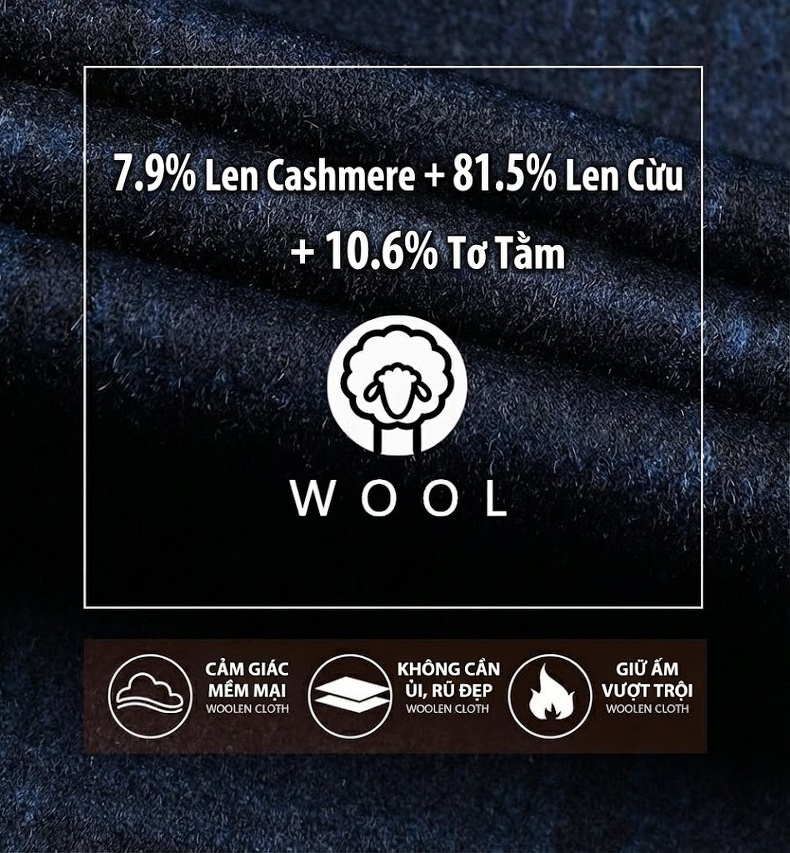Áo Vest Nam Cashmere Lông Cừu, Lụa, Kẻ Ô Vuông Phong Cách Thu Đông Màu Xanh Navy chi tiết 8