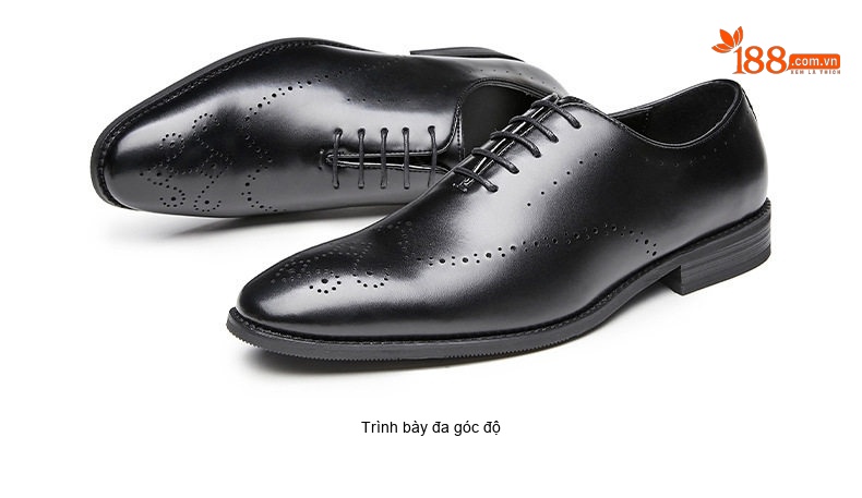 Giày Tây Buộc Dây Nam Da Thật Brogue Chiều Cao Đế Khoảng 3cm Màu Đen, Nâu chi tiết 22