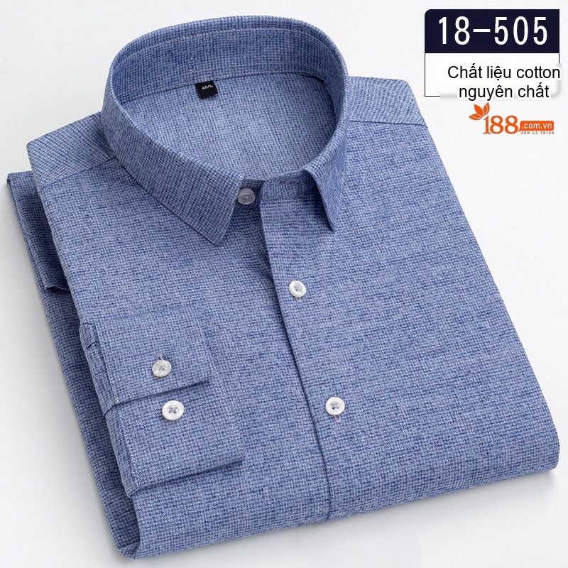 Áo Sơ Mi Tay Dài Nam Cotton Màu Trơn Trung Niên Phong Cách Doanh Nhân Màu Xanh Dương, Đỏ Rượu, Xám, Xanh Ngọc...