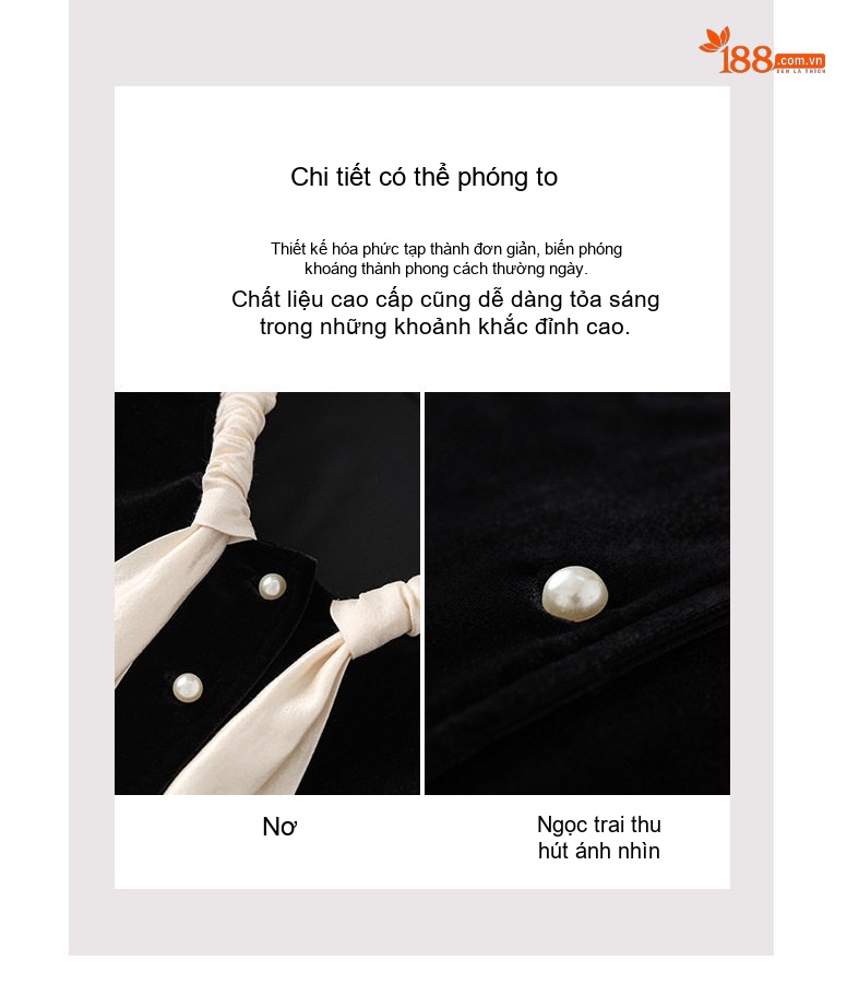 Áo Cardigan Nữ Nhung Nơ Cổ Điển Phong Cách Pháp Màu Đen, Kem chi tiết 7