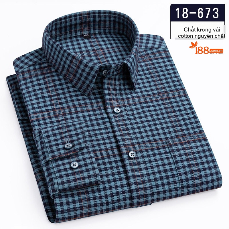 Áo Sơ Mi Nam Tay Dài Cotton Mài Lông Màu Xám, Đỏ, Xanh Dương, Xanh Lá... chi tiết 18