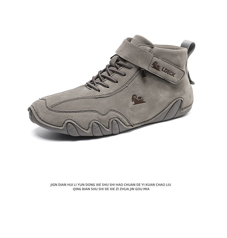 Giày Boot Martin Nam Cổ Cao Dây Buộc Da Mờ Phong Cách Thể Thao Chiều Cao Đế Khoảng 3cm Màu Be, Xám chi tiết 46