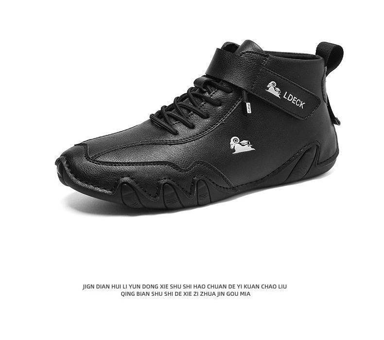 Giày Boot Martin Nam Cổ Cao Dây Buộc Da Mờ Phong Cách Thể Thao Chiều Cao Đế Khoảng 3cm Màu Be, Xám chi tiết 47