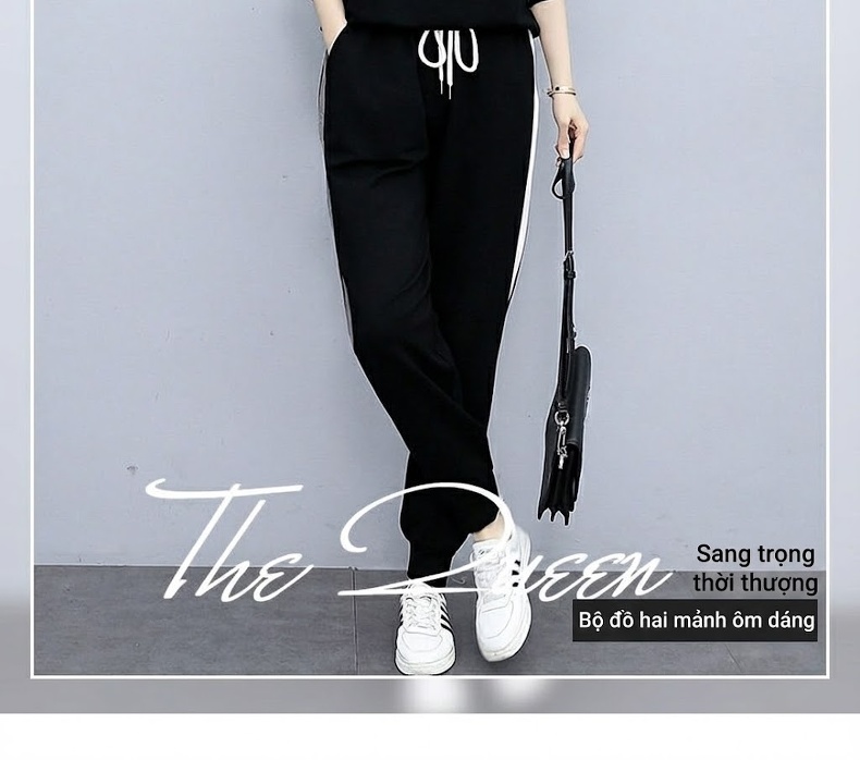 Bộ Đồ Nữ Thu Đông Áo Hoodie Quần Jogger Bo Gấu Phong Cách Thời Trang Trẻ Trung Màu Đen, Xám, Trắng chi tiết 2