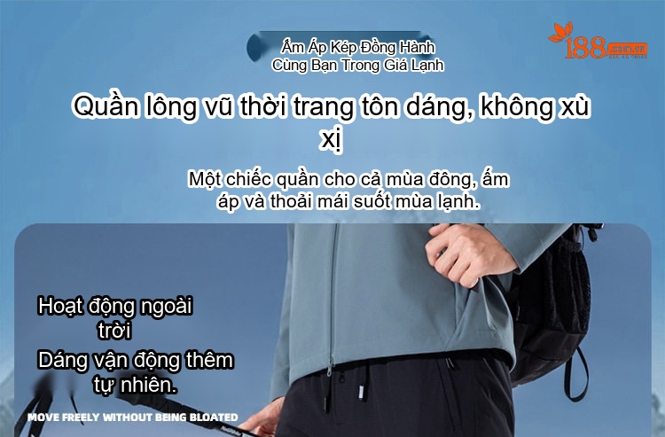 Quần Dài Nam Lông Vũ Cao Cấp Dáng Rộng Thoải Mái Chống Thấm Nước Màu Đen chi tiết 11