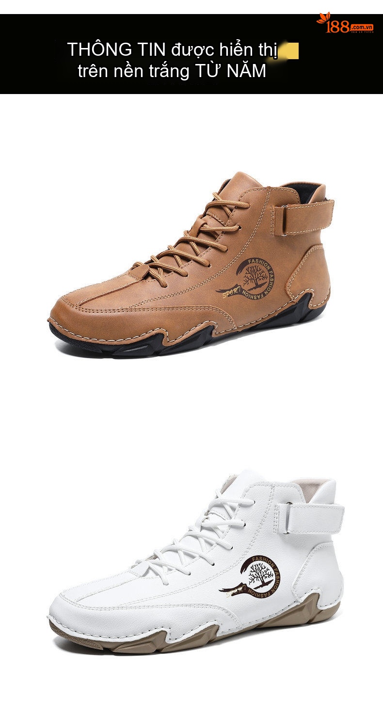 Giày Boot Nam Cổ Cao Da Mờ Lót Lông Ấm Áp Chiều Cao Đế Khoảng 3cm Màu Be, Đen, Xám chi tiết 45