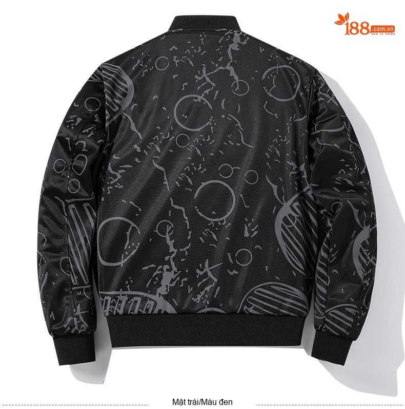Áo Khoác Bomber Nam Nữ Dáng Rộng Hai Mặt Mặc Thu Đông Phong Cách Phi Công NASA Màu Xám, Xanh Navy, Xanh Lá, Đen... chi tiết 18