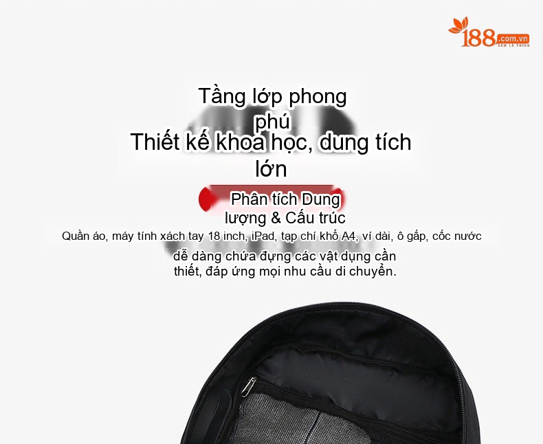 Balo Du Lịch Nam Thể Thao Ngoài Trời Đa Năng Chống Thấm Nước Sức Chứa Lớn Màu Đen chi tiết 21