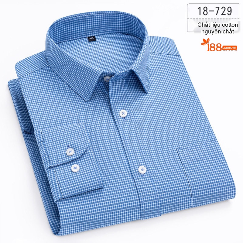Áo Sơ Mi Nam Cotton Dài Tay Kẻ Caro Thời Trang Công Sở Thoải Mái Màu Đỏ, Xanh, Xám, Be...