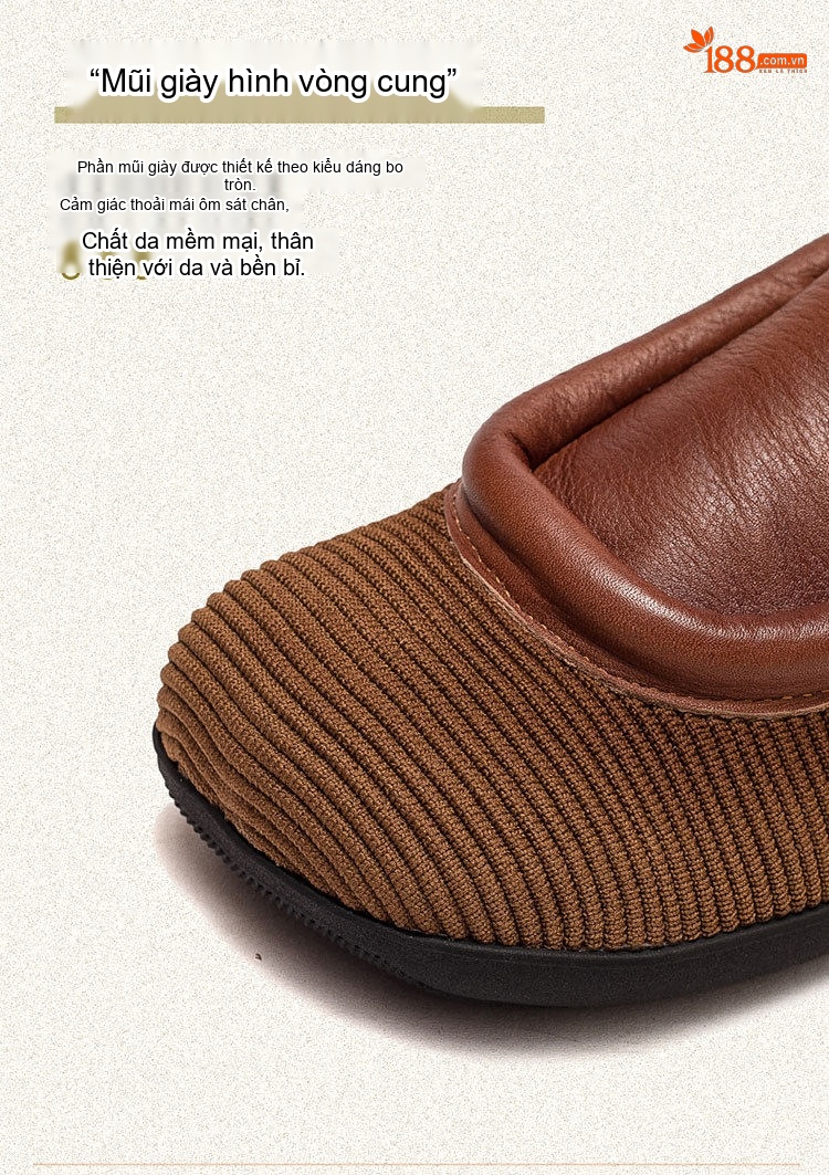Giày Búp Bê Nữ Vải Dệt Chiều Cao Đế Khoảng 1cm Phong Cách Retro Màu Nâu, Đen chi tiết 4