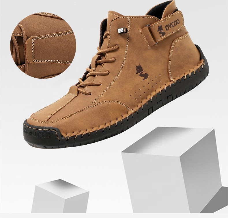 Giày Cao Cổ Nam Phong Cách Casual Chiều Cao Đế Khoảng 3cm Màu Nâu, Trắng, Xám chi tiết 6