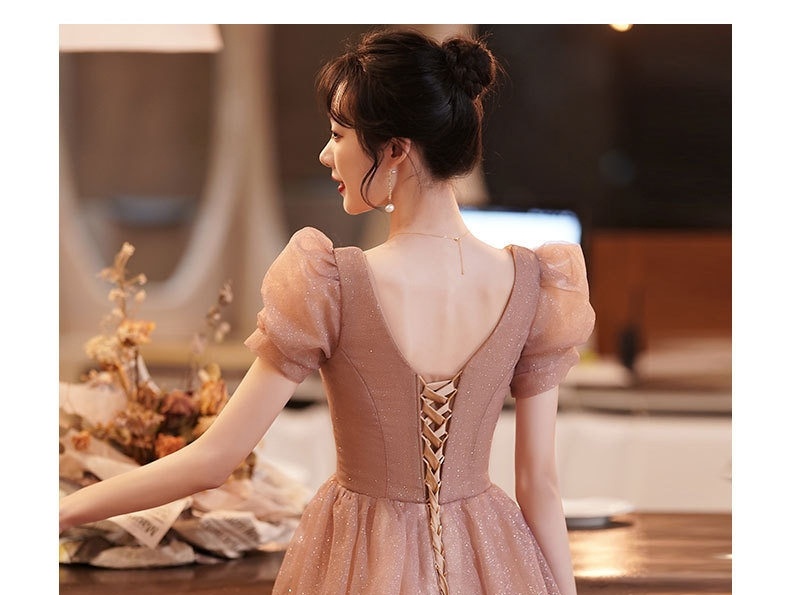 Váy Dạ Hội Dáng Dài Tay Bồng Xòe Công Chúa Mặc Hàng Ngày Dự Tiệc Cưới Màu Hồng chi tiết 4
