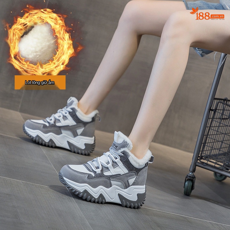 Giày Sneaker Nữ Da Mờ Đế Dày Phong Cách Ulzzang Chiều Cao Đế Khoảng 5cm Màu Trắng, Hồng, Tím, Xám...