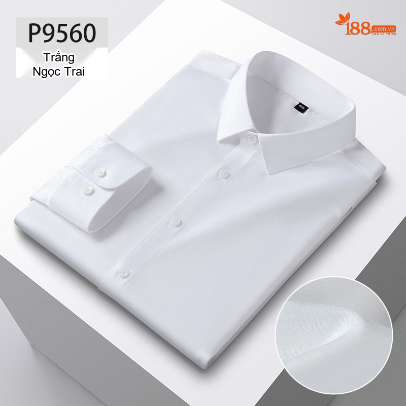 Áo Sơ Mi Dài Tay Nam Ôm Dáng Lụa Tằm Xuân Công Sở Màu Trắng, Xanh Dương, Xám, Đen...