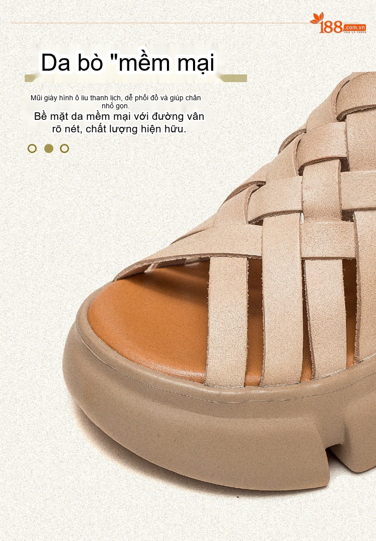 Dép Sandal Nữ Quai Đan Hở Ngón Đế Bệt Thoáng Khí Đế Cao 4cm - 5cm Màu Nâu, Xanh Lá, Kem chi tiết 5
