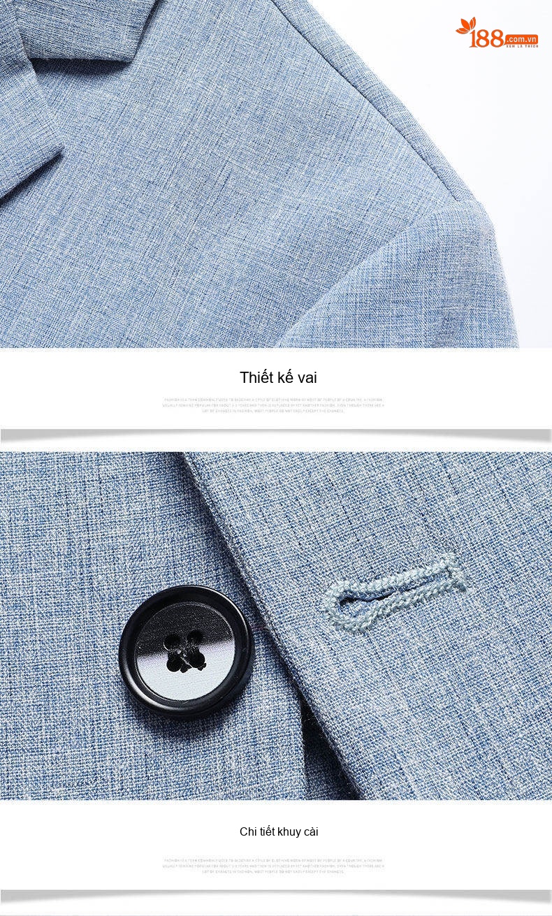 Áo Vest Blazer Nam Mỏng Nhẹ Phong Cách Hàn Quốc Màu Xám, Xanh chi tiết 12