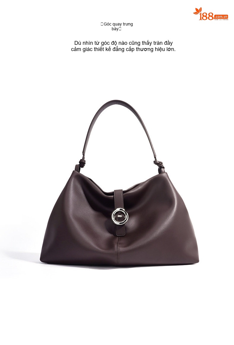 Túi Đeo Vai Nữ Da Mềm Form Tote Lớn Đựng Vừa A4 Phong Cách Công Sở Màu Nâu, Be, Xanh Olive chi tiết 15