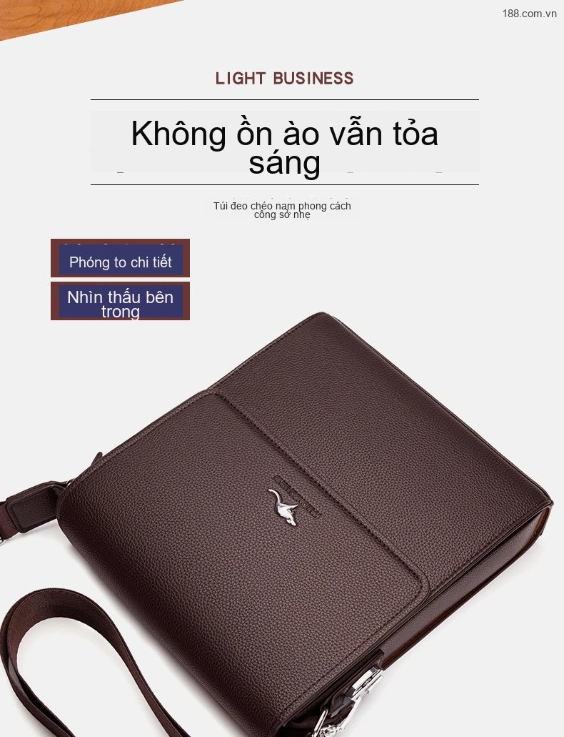 Túi Đeo Chéo Nam Khóa Số Chống Trộm Chất Da Thật Cao Cấp Túi Đeo Vai Mini Màu Đen, Nâu chi tiết 2