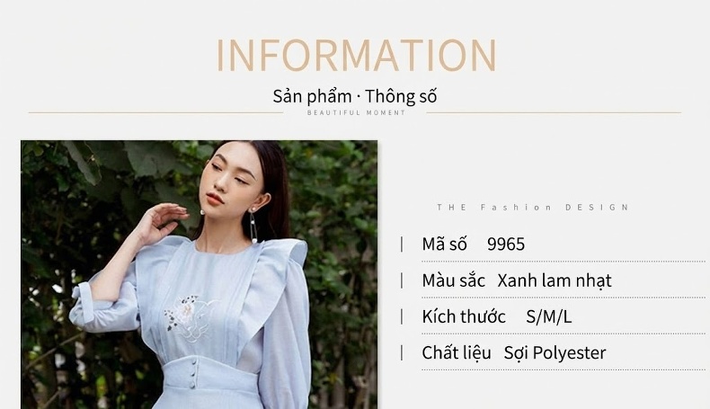 Váy Liền Tay Dài Nữ Thêu Họa Tiết Thiết Kế Tiểu Thư Phong Cách Thái Lan Màu Xanh Lam chi tiết 1