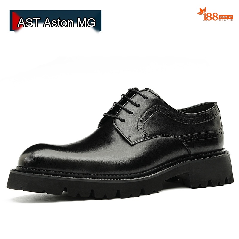 Giày Tây Buộc Dây Nam Da Bò Phong Cách Anh Quốc Chiều Cao Đế Khoảng 4cm Màu Nâu, Đen