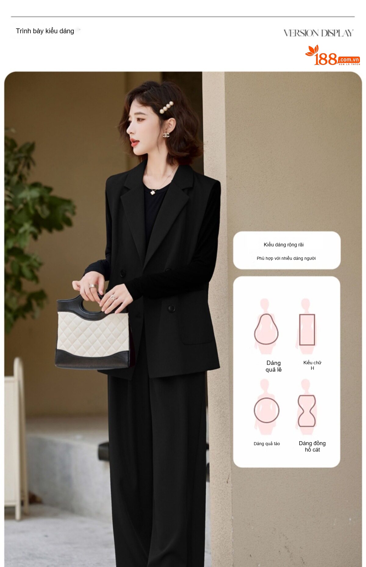 Bộ Vest Nữ Công Sở Áo Gile Quần Ống Rộng Thời Trang Màu Đen, Nâu chi tiết 13
