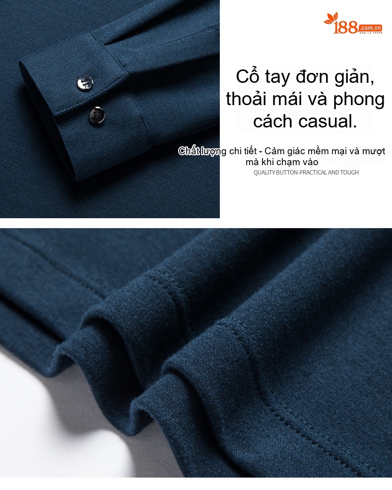 Áo Polo Nam Tay Lỡ Dệt Kim Cổ Điển Cao Cấp Chất Liệu Lông Cừu Màu Xanh Navy chi tiết 5