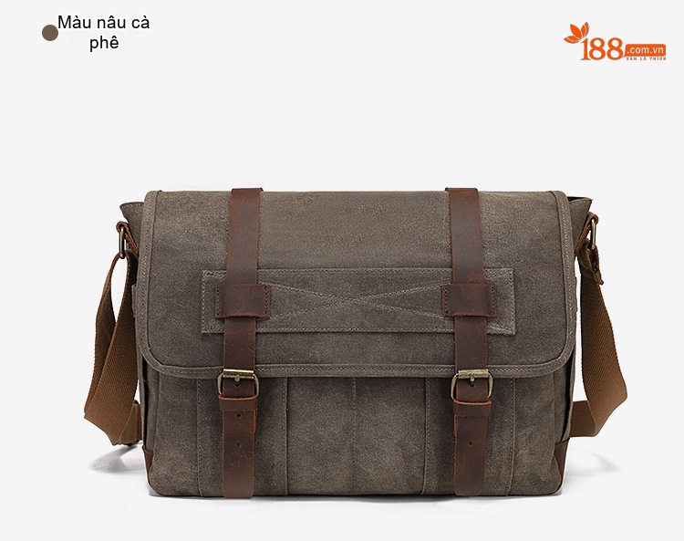 Túi Đeo Chéo Nam Vải Canvas Phối Da Bò Phong Cách Retro Đựng Máy Ảnh chi tiết 23