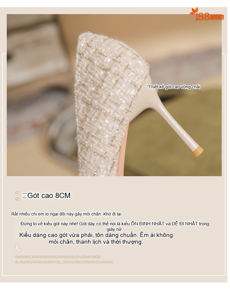 Giày Cao Gót Nữ Da Cừu Mũi Nhọn Hở Bên Chiều Cao Đế Khoảng 7cm Màu Đen, Kem chi tiết 9