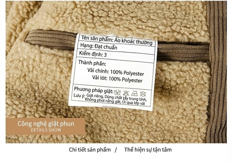 Áo Khoác Nam Cotton Lót Lông Cừu Non Cổ Lông Rộng Dáng Rộng Màu Đen, Nâu, Xanh... chi tiết 44
