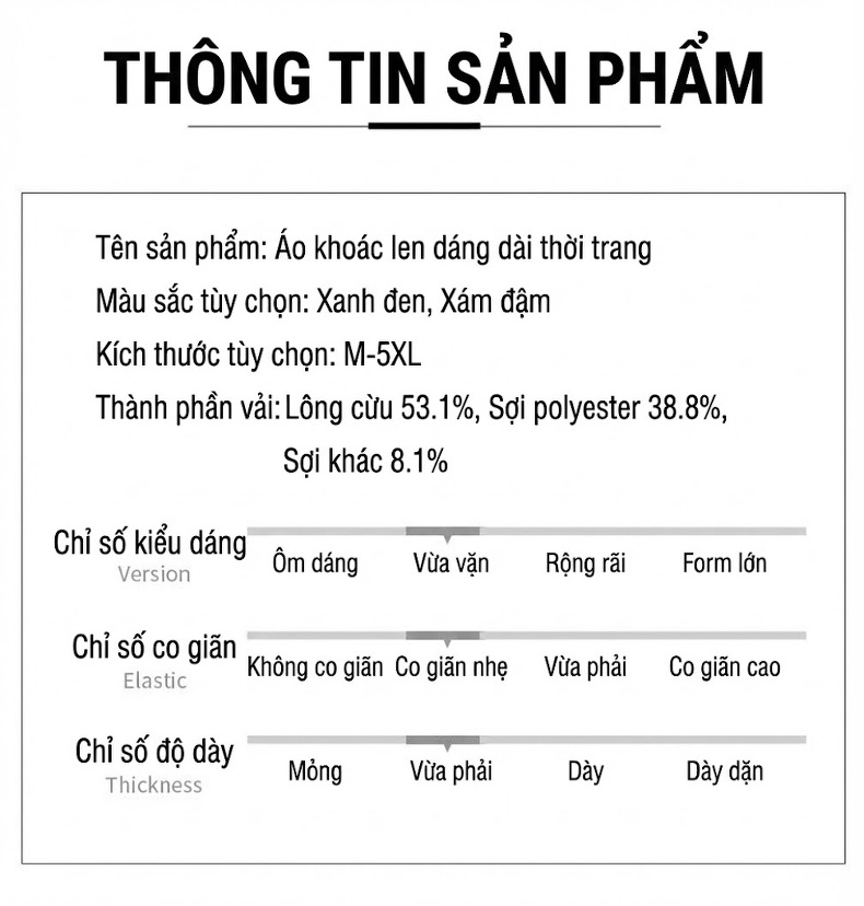 Áo Khoác Dạ Nam Dáng Dài Cổ Bẻ Thanh Lịch Màu Xanh Than chi tiết 7