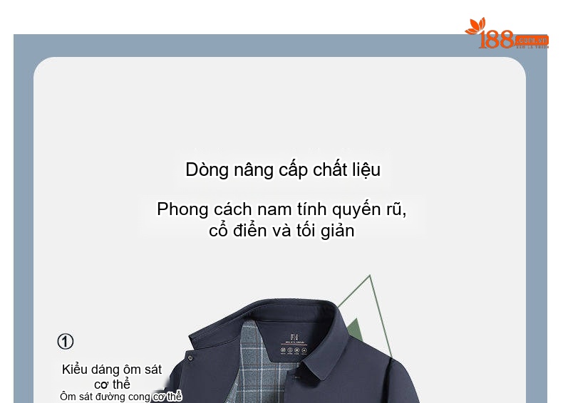 Áo Khoác Nam Cổ Bẻ Nút Bấm Phong Cách Công Sở Màu Xanh Navy, Kem chi tiết 8