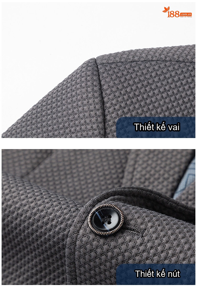 Áo Khoác Blazer Nam Vải Dệt Kim Phong Cách Business Casual Màu Nâu, Xám, Đen chi tiết 18