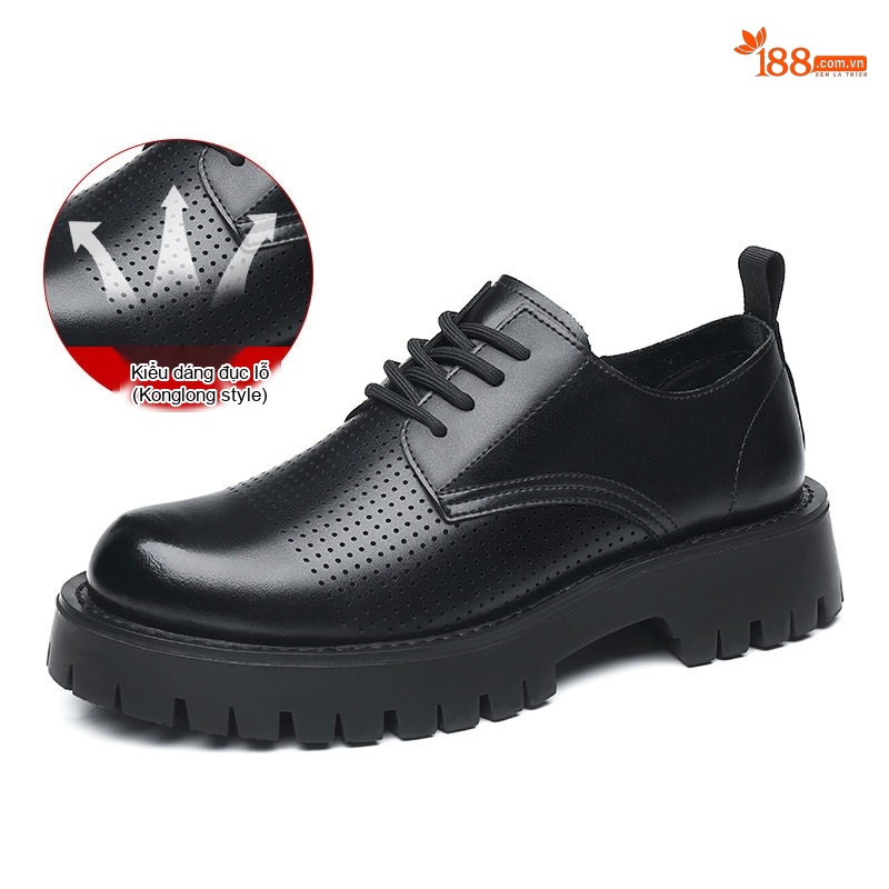 Giày Boot Martin Nam Cổ Thấp Phong Cách Anh Quốc Đế Dày Chiều Cao Đế Khoảng 4cm Màu Nâu, Đen