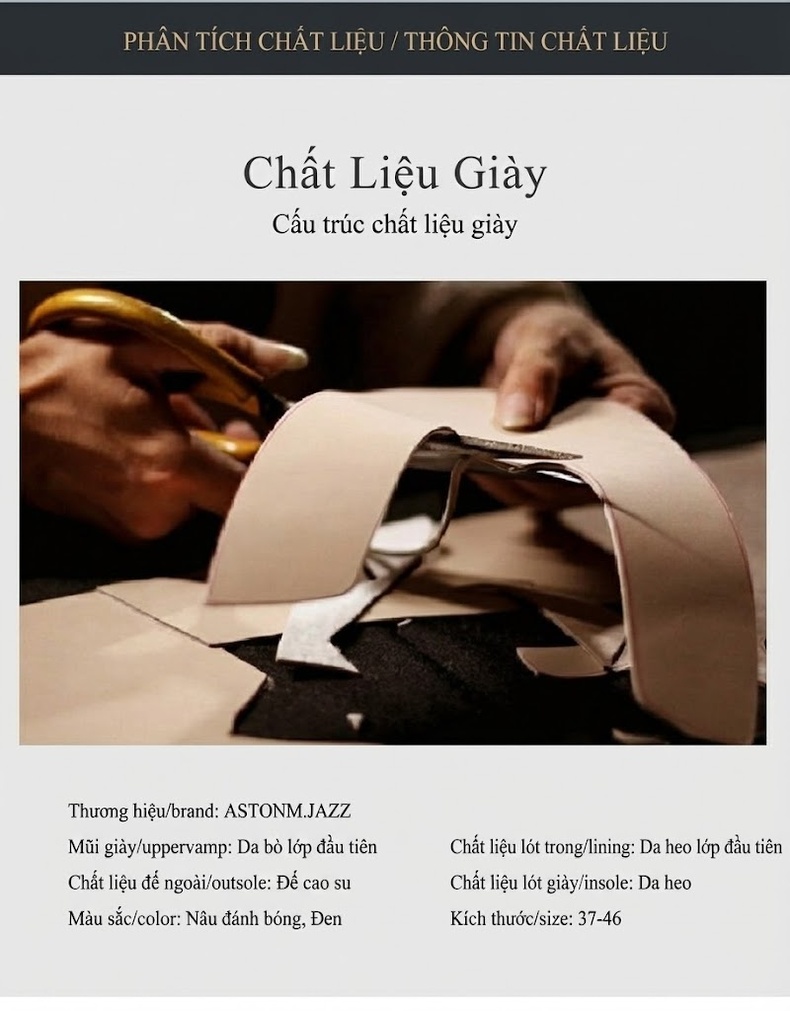 Giày Tây Brogue Nam Da Bóng Chiều Cao Đế Khoảng 4cm Màu Đen, Nâu chi tiết 3