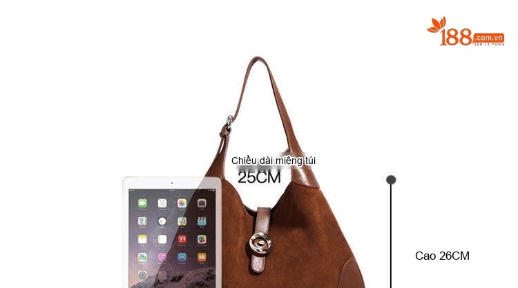 Túi Xách Nữ Da Mờ Retro Sức Chứa Lớn Đeo Vai Túi Tote Đeo Chéo Màu Nâu chi tiết 11