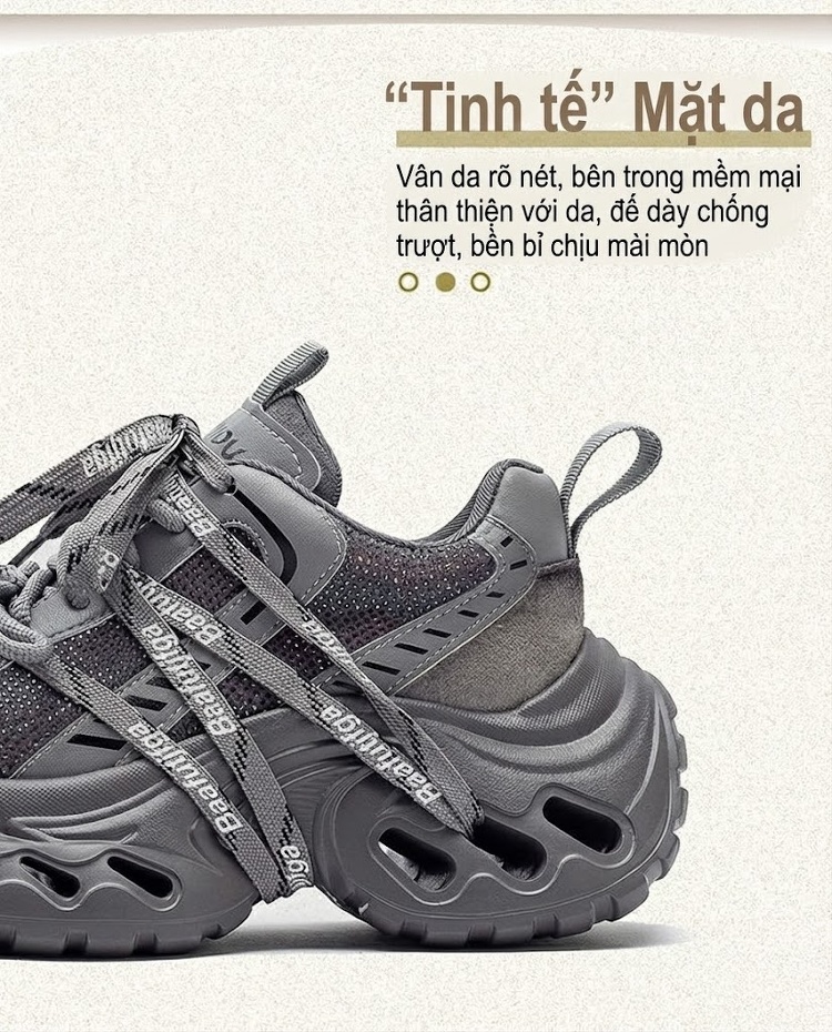 Giày Sneaker Nữ Đế Xuồng Dây Buộc Phong Cách Retro Chiều Cao Đế Khoảng 5cm Màu Đen, Xám, Nâu chi tiết 3