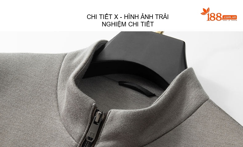 Áo Khoác Nam Dệt Kim Cổ Trụ Khóa Kéo Chất Lượng Cao Màu Xám, Nâu chi tiết 12
