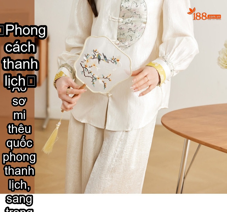 Áo Sơ Mi Nữ Cổ Tàu Thêu Hoa Phong Cách Trung Hoa chi tiết 2