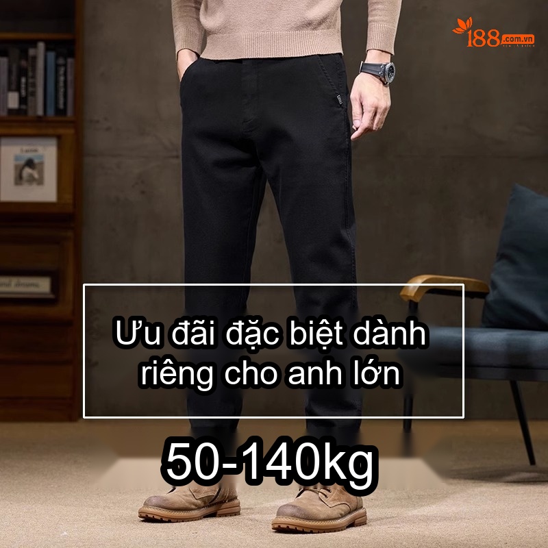Quần Dài Nam Cotton Dáng Rộng Ống Suông Co Giãn Thoải Mái Màu Be, Đen, Xám, Xanh Navy chi tiết 1