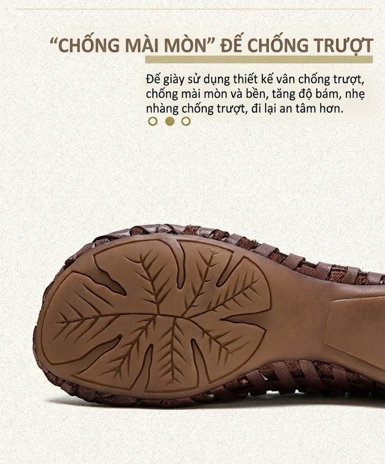 Dép Bệt Nữ Da Bò Đan Lưới Thủ Công Đế Cao 3cm - 4cm Màu Nâu, Vàng chi tiết 6