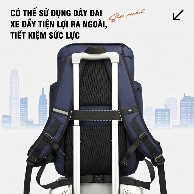 Balo Đa Năng Chống Thấm Nước Dung Tích Lớn, Ngăn Riêng Đồ Ướt Màu Đen, Xanh Navy