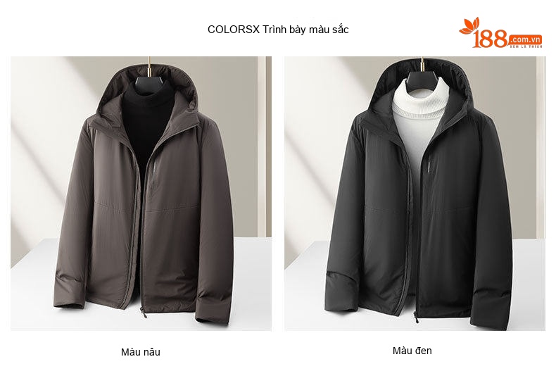 Áo Khoác Nam Cotton Pha PI Có Mũ Trùm Đầu Chống Gió Giữ Ấm Màu Đen, Nâu chi tiết 6