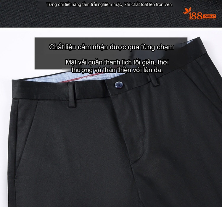 Quần Âu Nam Dáng Suông Lịch Lãm Thoải Mái Chống Nhăn Màu Đen, Xanh Navy, Be, Xám... chi tiết 5